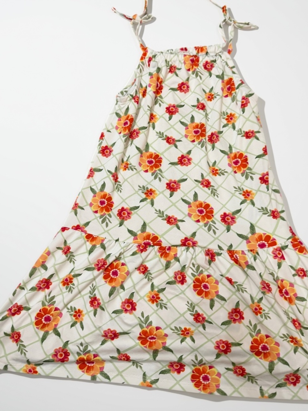 Btween Girls Size 7 Floral Maxi Dress Tie Straps Ruffle Hem